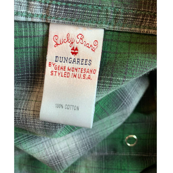 Lucky Brand men green plaid long sleeves casual shirt size small - Picture 4 of 8